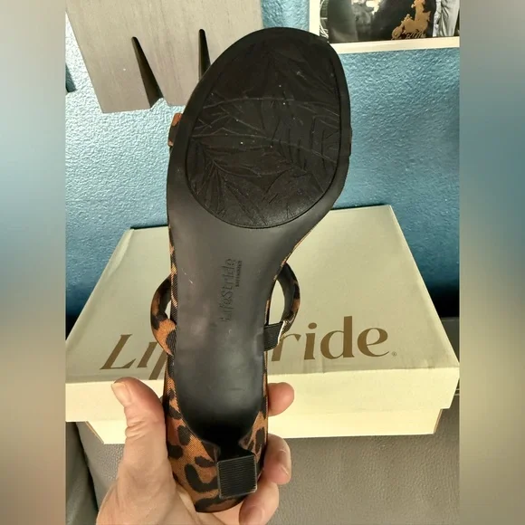 Women's Leopard Print Strappy Kitten Heel Sandals - Brown/Black Size 11 - Picture 5 of 6